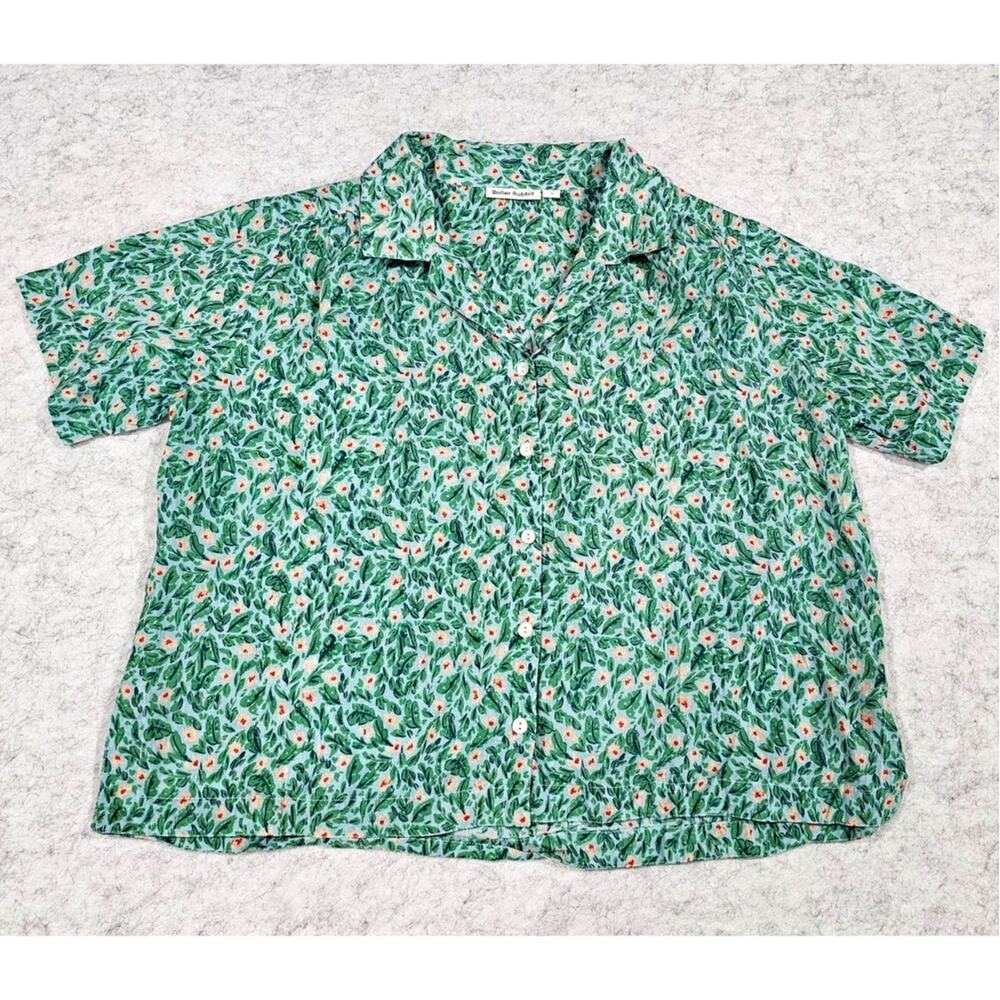 Roller Rabbit Top Blouse, Floral, Button Down, 100% Cotton, Womens Sz M
